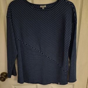 Talbots Blue and Black Striped Long Sleeve Top